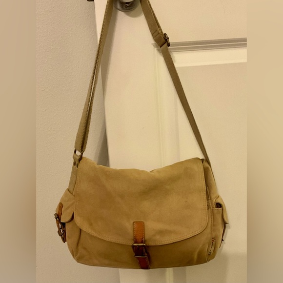 Fossil Bags Vintage Authentic Fossil Canvas And Leather Satchel Bag